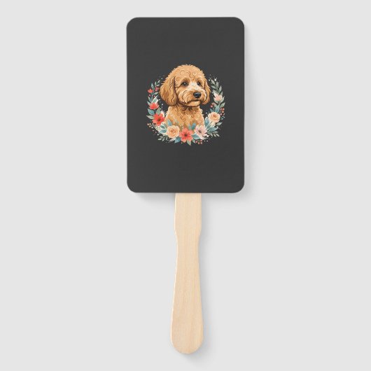 Blumiger Hund Rundes Sublimation Fächer (Vorderseite)