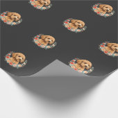 Blumiger Hund Rundes Sublimation Geschenkpapier (Ecke)