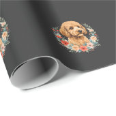 Blumiger Hund Rundes Sublimation Geschenkpapier (Rolleneckpunkt)