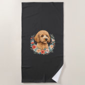 Blumiger Hund Rundes Sublimation Strandtuch (Vorderseite)