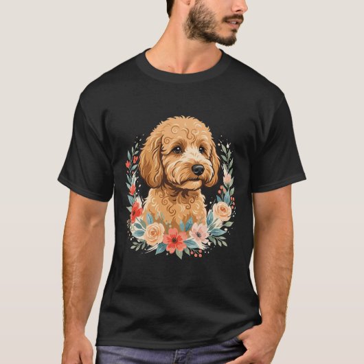 Blumiger Hund Rundes Sublimation T-Shirt (Vorderseite)