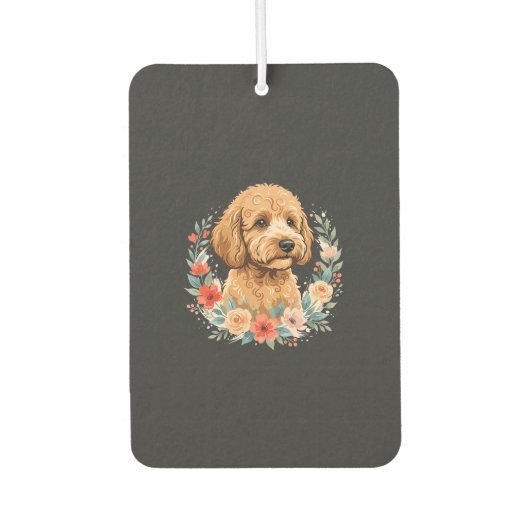 Blumiger Hund Rundes Sublimationsdesign Autolufterfrischer (Vorderseite)