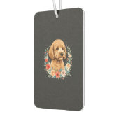 Blumiger Hund Rundes Sublimationsdesign Autolufterfrischer (Links)