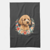 Blumiger Hund Rundes Sublimationsdesign Geschirrtuch (Vertikal)