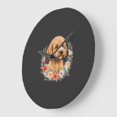 Blumiger Hund Rundes Sublimationsdesign Große Wanduhr (Winkel)