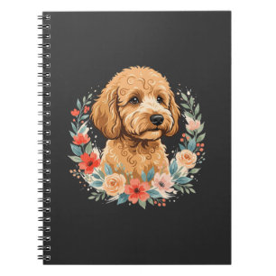 Blumiger Hund Rundes Sublimationsdesign Notizblock