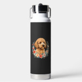 Blumiger Hund Rundes Sublimationsdesign Trinkflasche (Vorderseite)