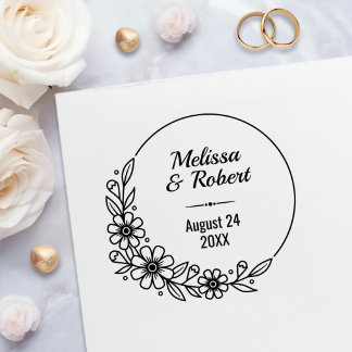 Blumiger Kranz Runde Hochzeit - Termin vormerken Permastempel