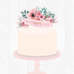 Blumiger Muttertags-Cake-Topper/Grußkarte Feiertagskarte