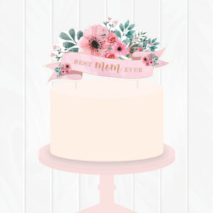 Blumiger Muttertags-Cake-Topper/Grußkarte Feiertagskarte
