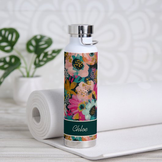 Blumiger Name Trinkflasche (Yoga (gedreht))