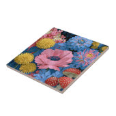 Blumiger Pilzgarten in Rosa und Blau Fliese (Seite)