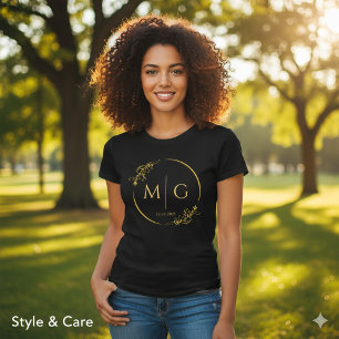 Blumiger Rahmen Monogramm Datum Benutzerdefiniert Tri-Blend Shirt