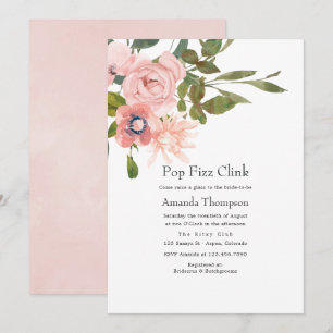 Blumiger Rosa Pop Fizz Clink Brautjungfernparty Einladung