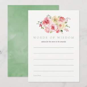 Blumiger Rosé und Salbei Baby Shower Ratschläge fü Einladung