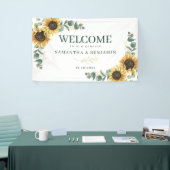 Blumiger Sonnenblumen-Eukalyptus-Script Hochzeitse Banner (Messeveranstaltung)