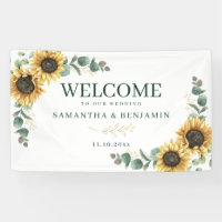 Blumiger Sonnenblumen-Eukalyptus-Script Hochzeitse