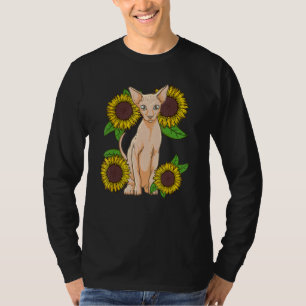 Blumiger Sonnenblumen Sphynx-Katzenliebhaber T-Shirt
