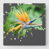 Blumiger Spritzer Quadratische Wanduhr (Vorderseite)