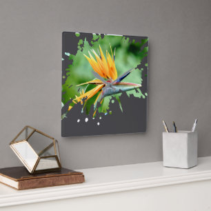 Blumiger Spritzer Quadratische Wanduhr