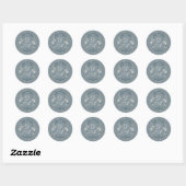 Blumiger Staubblauer Monogramm-Sticker Runder Aufkleber (Blatt)