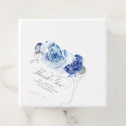 Blumiger staubiger blauer Boho-Hochzeits-Dankeschö Geschenkanhänger (Beispiel)