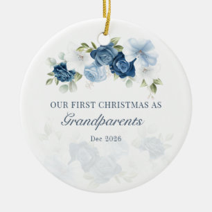 Blumiger staubiger blauer erster Weihnachten der G Keramik Ornament