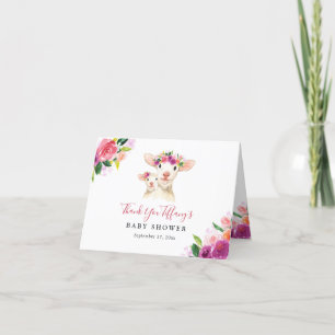 Blumiger Süßer Mama Und Baby Lamm Baby-Party Dankeskarte