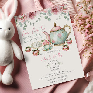 Blumiger Tee mit der werdenden Mutter Mädchen-Baby Einladung