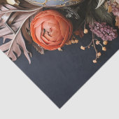 Blumiger Texturschädel in blauer Decoupage Seidenpapier (Detail)