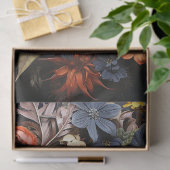 Blumiger Texturschädel in blauer Decoupage Seidenpapier (Geschenk)