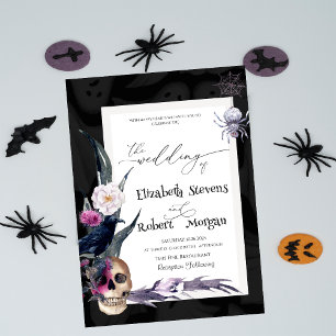 Blumiger Totenkopf Halloween-Hochzeit Einladung