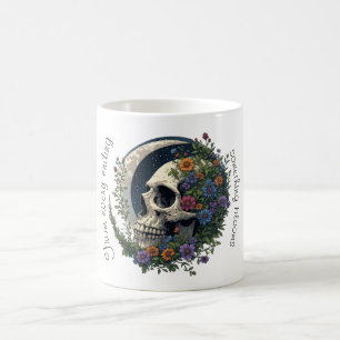 Blumiger Totenkopf & Mond Himmels-Gotik-Kunst Kaffeetasse