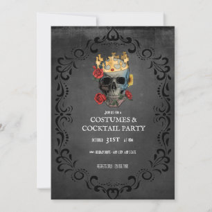 Blumiger Totenkopf Vintage Halloween-Party Einladung