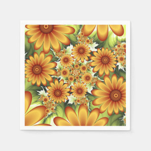 Blumiger Traum, moderne abstrakte Blumen-Fraktal-K Serviette