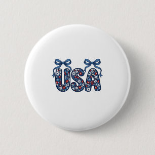Blumiger USA-Bogen Patriotisches Vektor-Design_1 Button