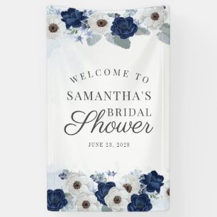 Blumiger verstaubter blauer Marine-Botanischer Bra Banner