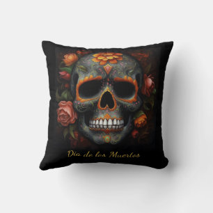 Blumiger Zuckerschädel Dia de los Muertos Calavera Kissen
