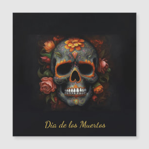 Blumiger Zuckerschädel Dia de los Muertos Calavera Magnetkarte