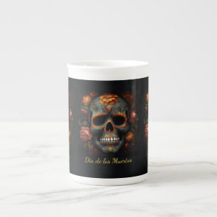 Blumiger Zuckerschädel Dia de los Muertos Calavera Porzellantasse