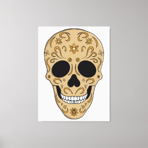 Blumiger Zuckerschädel Dia de los Muertos Leinwanddruck