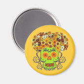 Blumiger Zuckerschädel Magnet (Vorderseite/Rückseite)