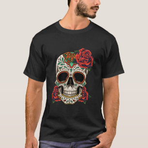 Blumiger Zuckerschädel Tag der Toten Dia De Los Mu T-Shirt
