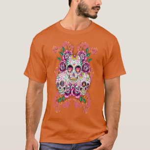 Blumiger Zuckerschädel Tag der Toten Dia De Muerto T-Shirt
