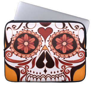 Blumiger Zuckerschädel Tag der Toten Kunst Laptopschutzhülle