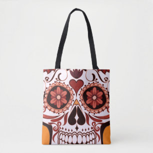 Blumiger Zuckerschädel Tag der Toten Kunst Tasche