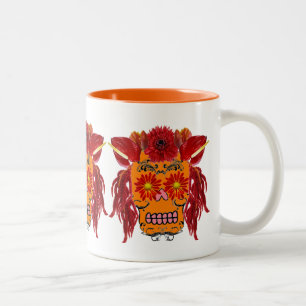 Blumiger Zuckerschädel Zweifarbige Tasse
