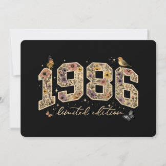 Blumiges 40. Geburtstags-Limited-Edition 1986 Einladung