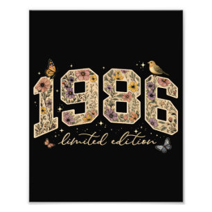 Blumiges 40. Geburtstags-Limited-Edition 1986 Fotodruck