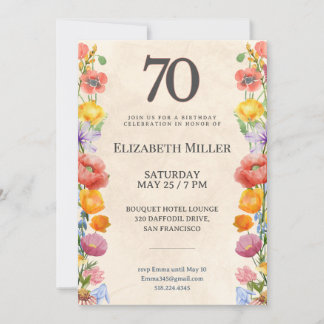 Blumiges 70. Geburtstagsjubiläum – Elegantes Garte Einladung